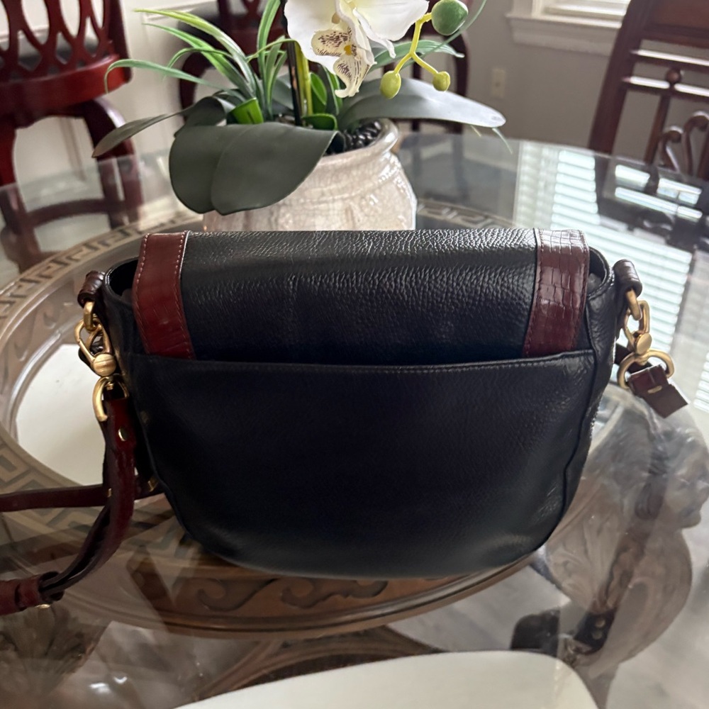 Brahmin Black and Brown “Sonny” Crossbody Saddle Bag - Picture 2 of 11